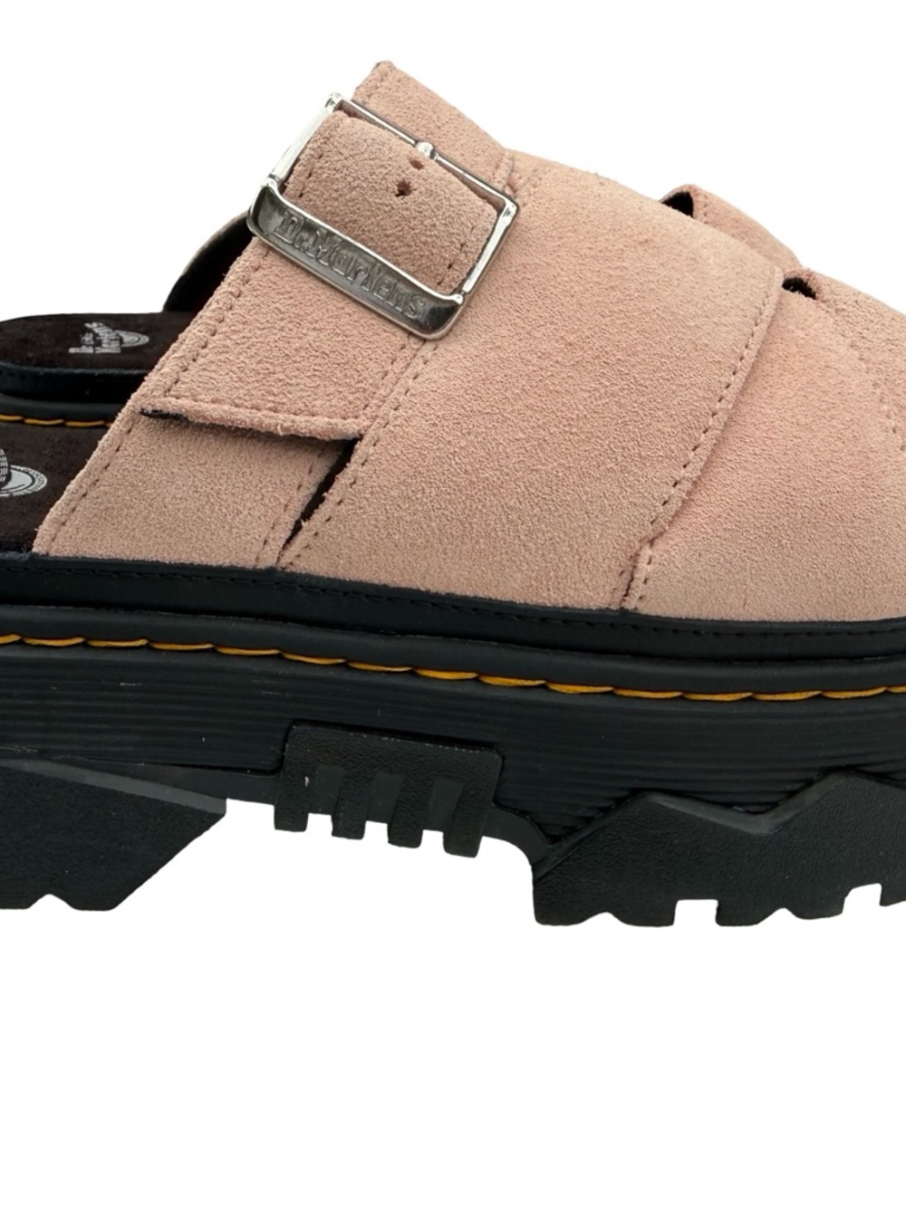 Dr. Martens Mattison Slide Pink Suede Lug Sole Buckle Sandals - Picture 5 of 8